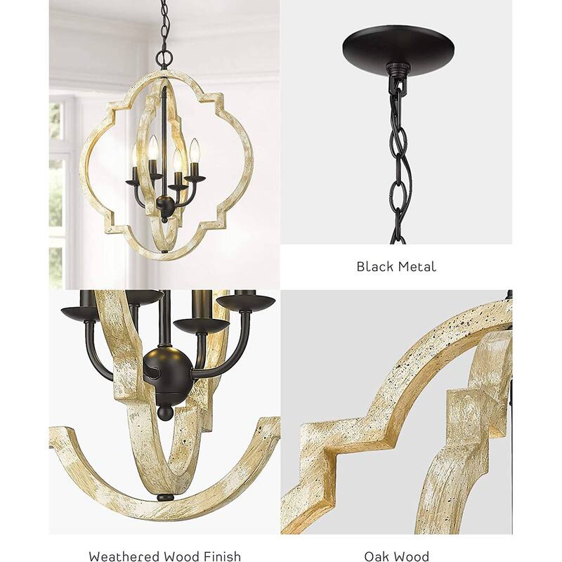 Farmhouse Wood Chandelier Light Fixture