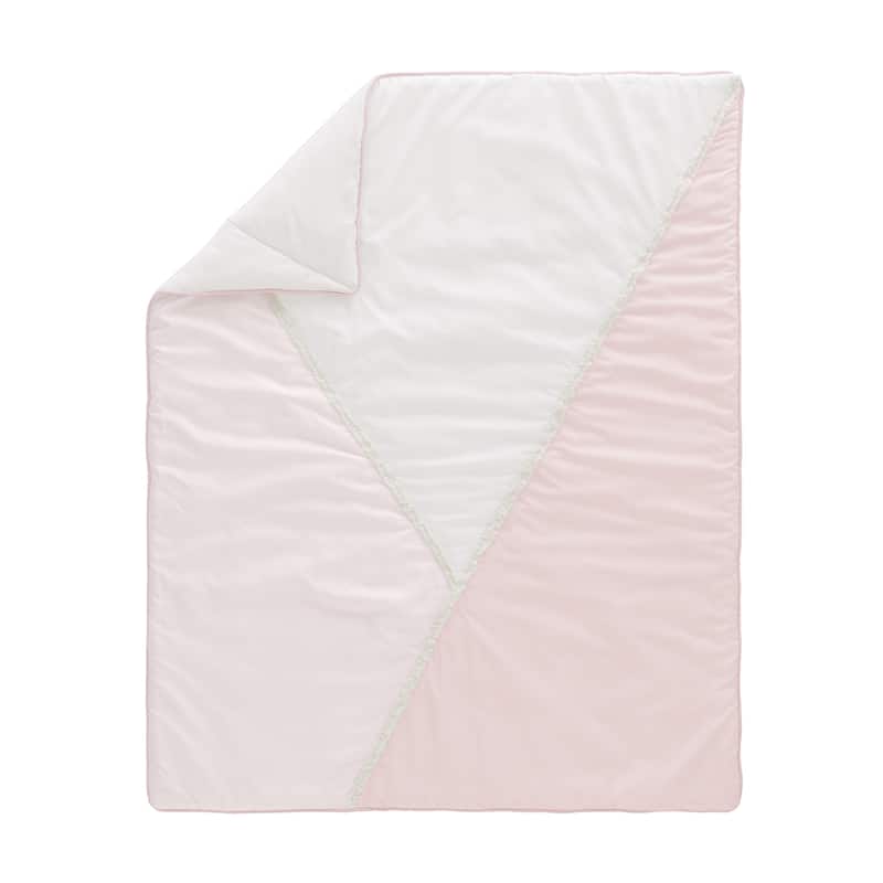 Boho Chic Pink Modern Pastel Girl Nursery Crib Bedding Set Bohemian Geometric Elegant Cream Off White Ivory Mid Century Retro