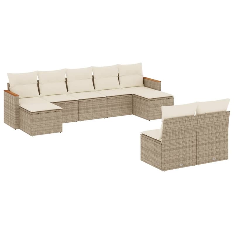 vidaXL Patio Sofa Set with Cushions Outdoor Conversation Furniture Poly Rattan