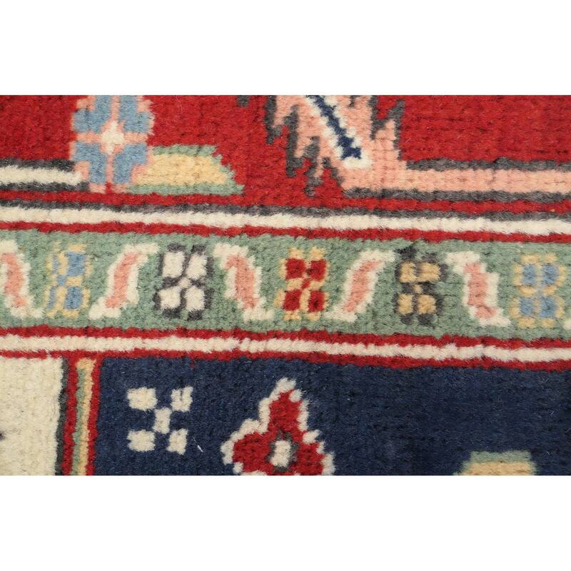 Hand Knotted Oriental 100% Wool Carpet Traditional Medallion Navy Blue & Blues Heriz Area Rug - 8' 8'' X 6' 3''