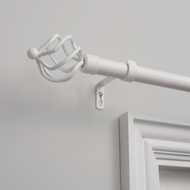 Porch & Den Freret 1-inch Curtain Rod and Finial Set - 36" to 72" - Matte White
