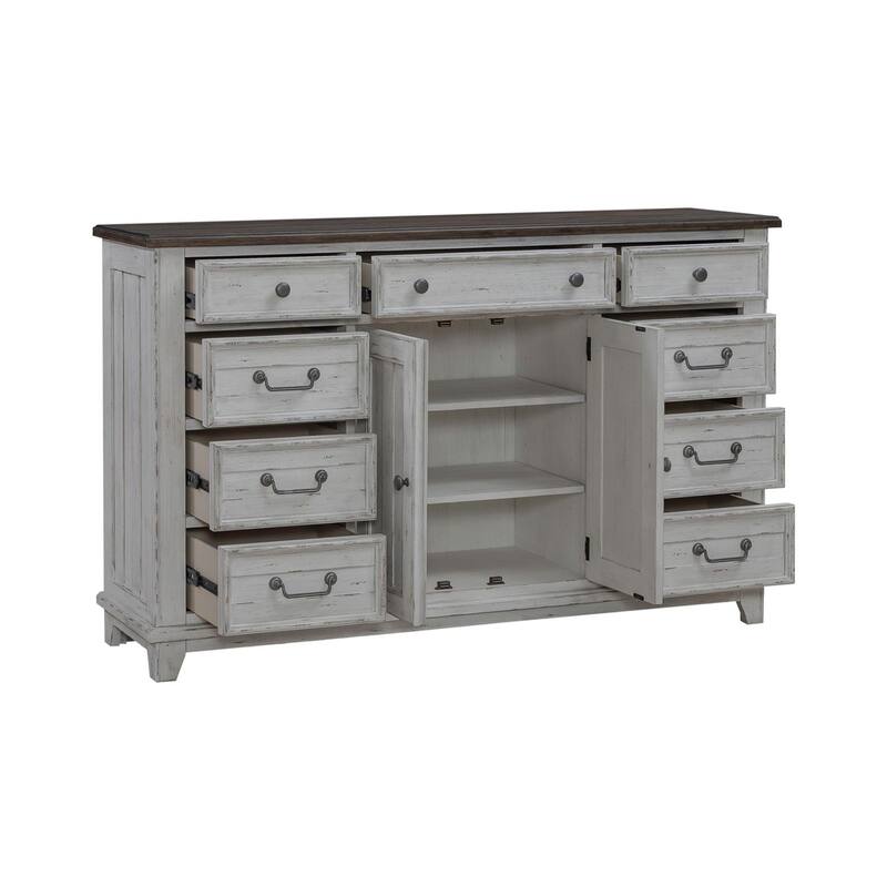 River Place Riverstone White & Tobacco Dresser