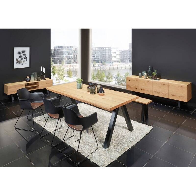 Rye Studio Scandinavian Wavy Edge 3-Section Sideboard - 18.75"W x 78.75"L x 28.625"H