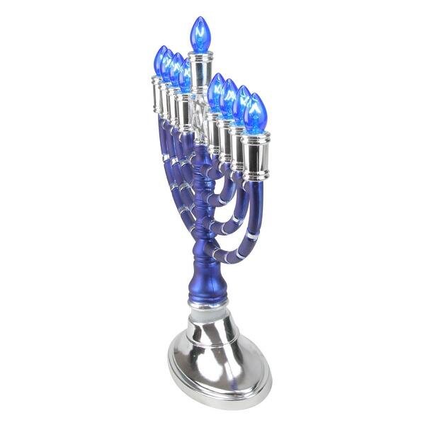 Shop 14 Blue And Silver Traditional Electric Hanukkah Menorah Overstock 16555185