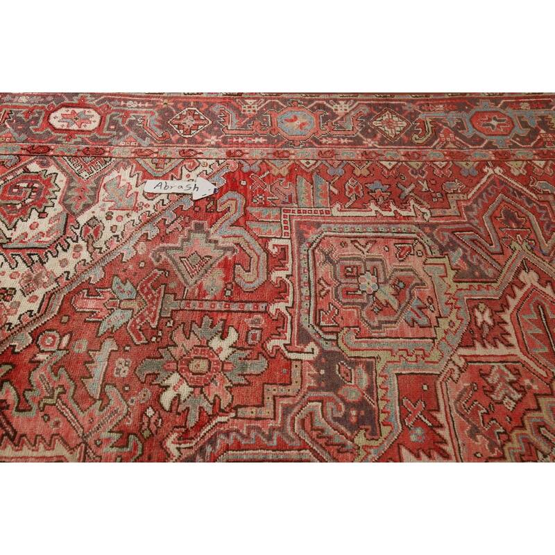 Medallion Heriz Persian Vintage Rug Handmade Traditional Wool Carpet - 9'4"x 13'2"