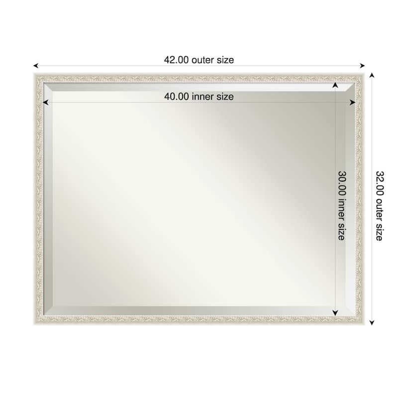 Bethany Beveled Wood Framed Wall Mirror - 42 x 32 in - Bethany Silver