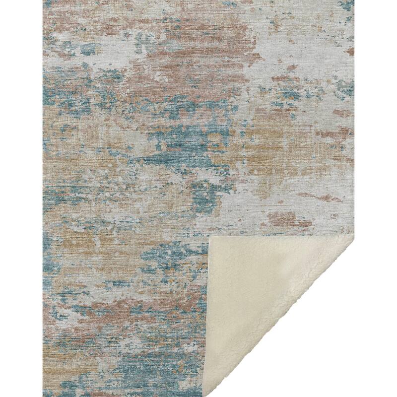 Premium Machine Washable ASB69 Abstract Modern Sherpa Throw Blanket