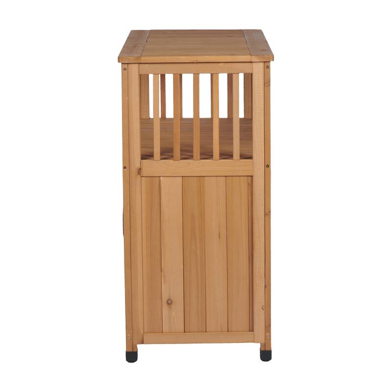 GDFStudio - Harbor Outdoor Solid Fir Wood Storage Bar Table with Slatted Design
