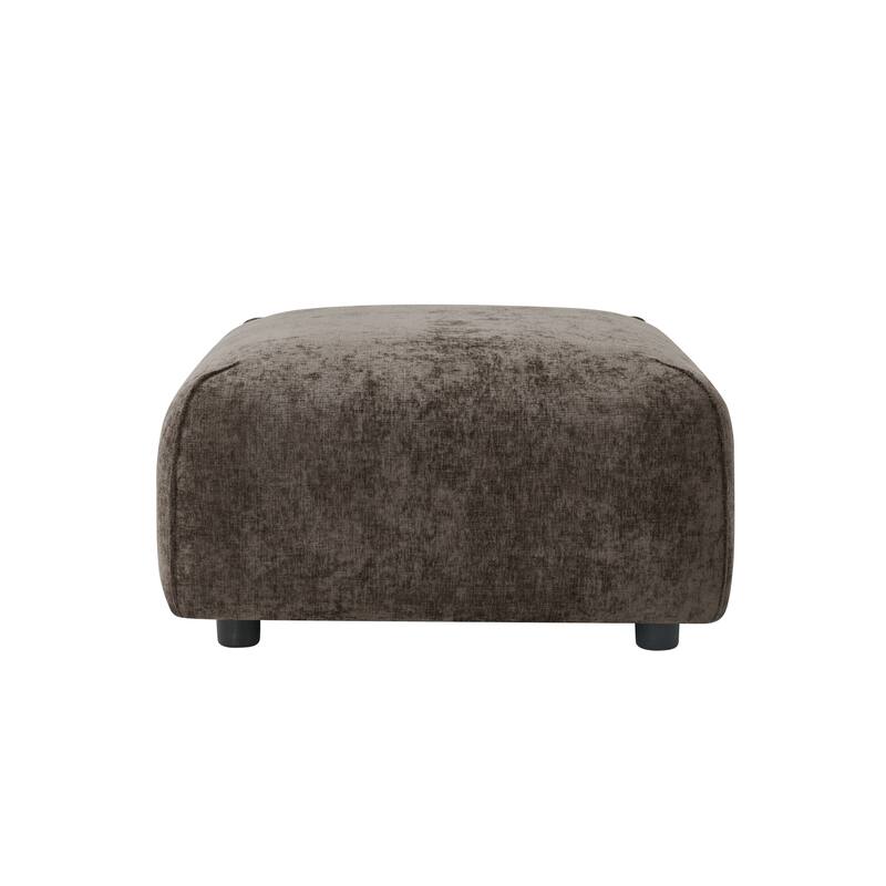 Roomfitters Plush Square Ottoman, Upholstered Footrest and Stool, Minimalist Extra Seating, Solid Wood Base