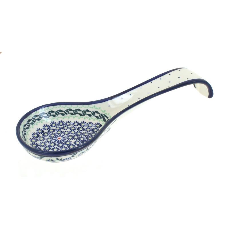 Blue Rose Polish Pottery 1178 Zaklady Large Spoon Rest