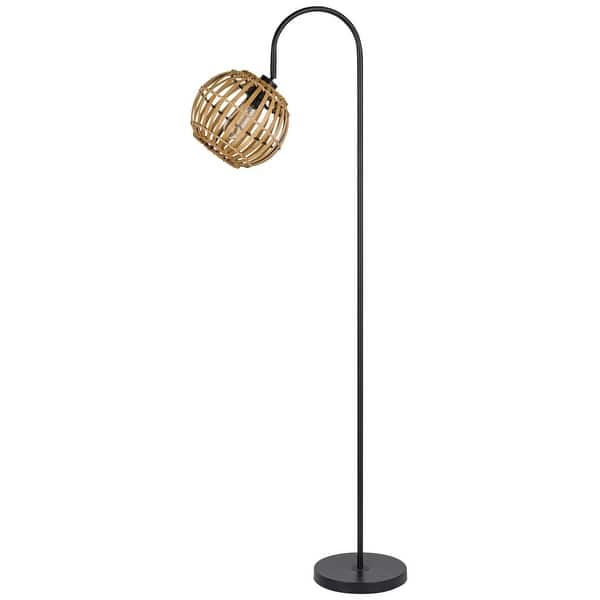 slide 2 of 3, 60W Worcrest downbridge metal floor lamp with bamboo shade