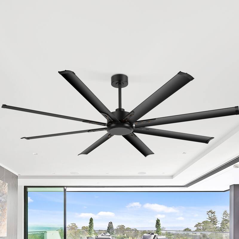 Large 72"/84"/96"/120" Black Ceiling Fan with Remote without Light-6/8 Aluminum Blades