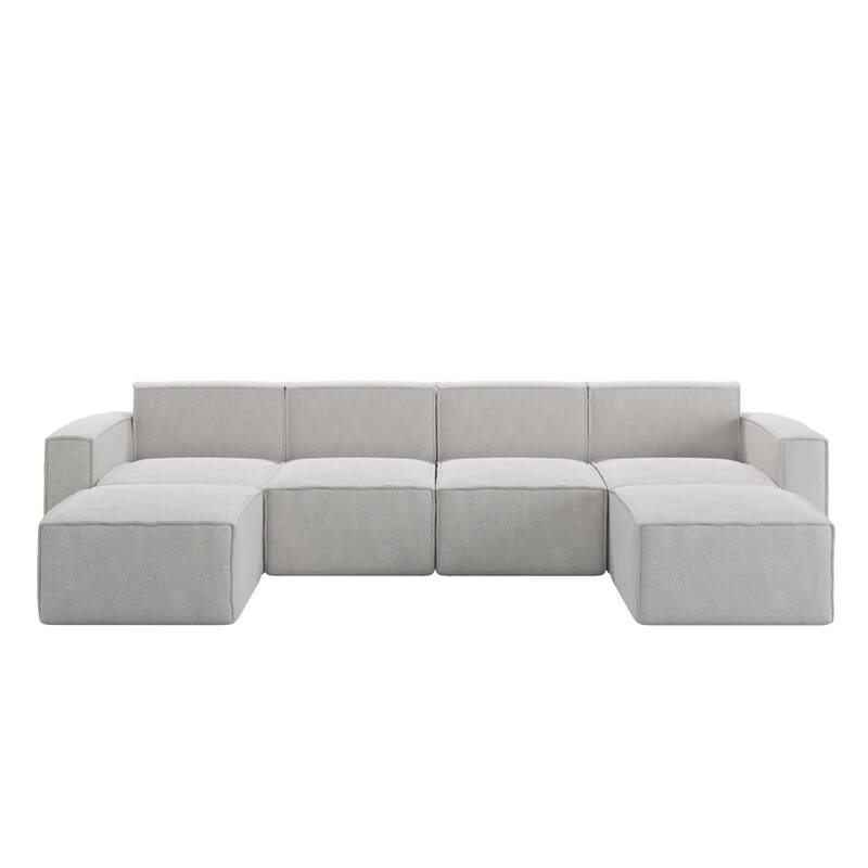 Contemporary 6 Piece Modular Sectional Sofa with 2 Ottomans