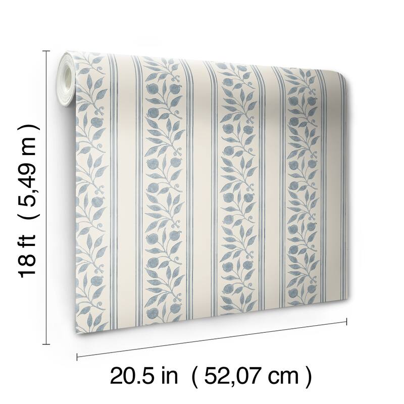 Rosehip Stripe China Blue Peel and Stick Wallpaper