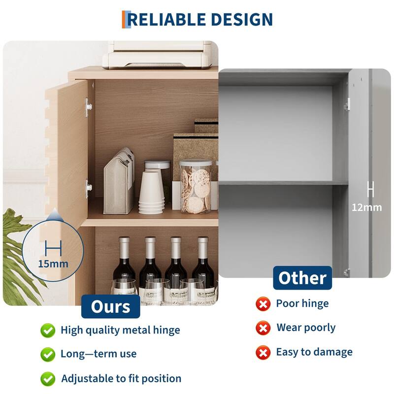 Render 3-Tier Display Cabinet - Walnut Storage Stand for Retail, Living Room & Entryway