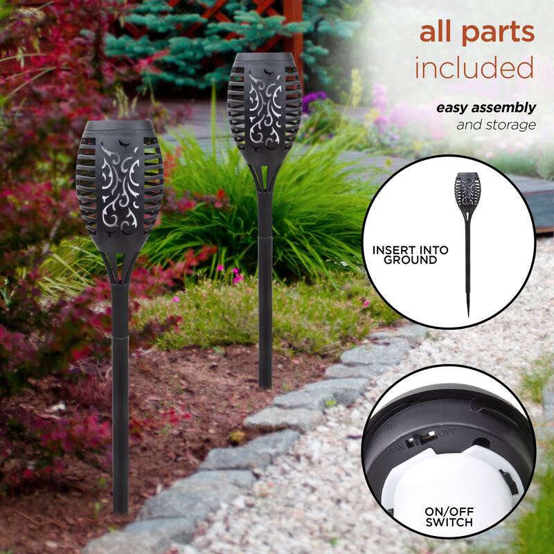 Alpine Corporation 20" Tall Outdoor Solar Powered Pathway LED Torch Light Stakes (Set of 6)
