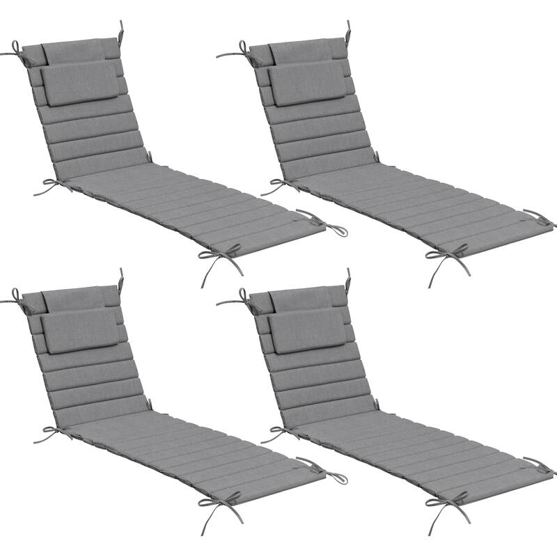 Outdoor Chaise Lounge Cushion Quilted Patio Sun Lounger Pad with Straps