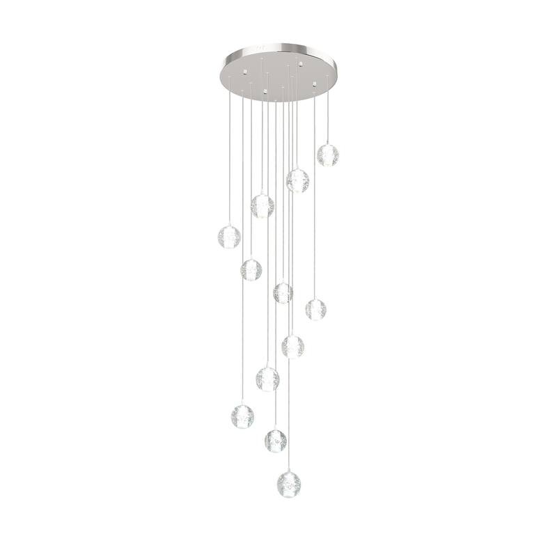 Modern Crystal Ball Chandelier Dimmable Fixture, 12-Light Pendant Chandeliers for Foyer Entrance