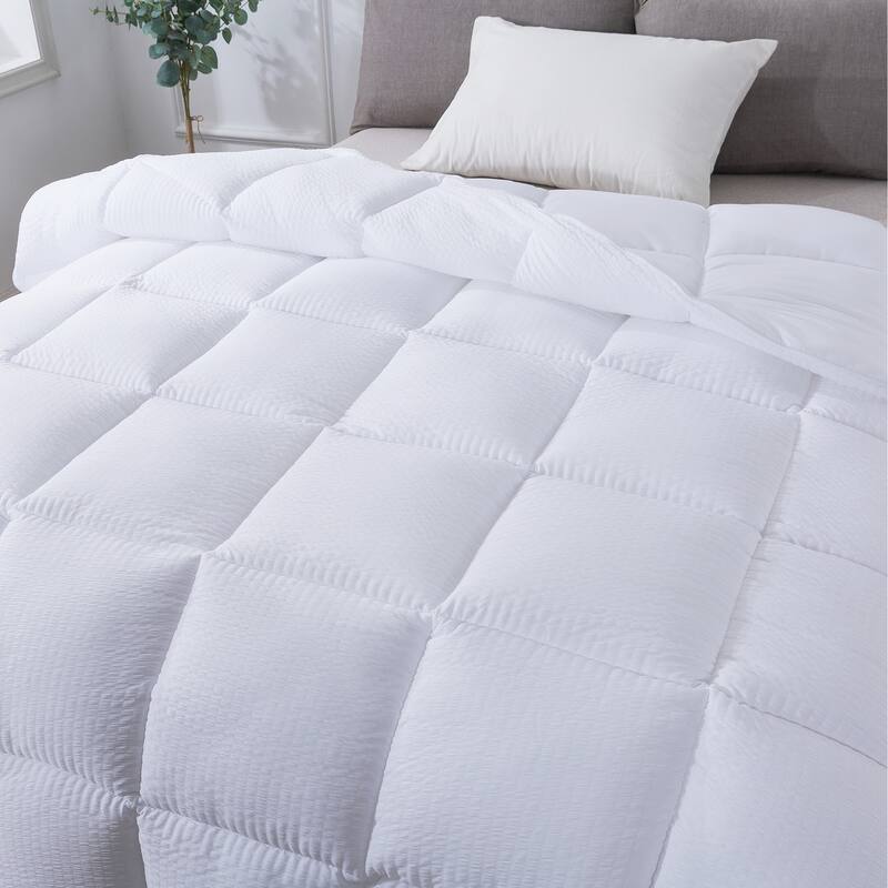 KASENTEX Winter Warmth Quilted Comforter, Cozy Soft Seersucker Textured, Down Alternative Fill