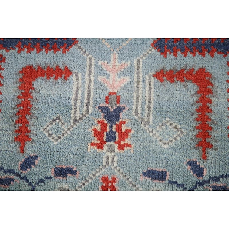 Light Blue Oushak Accent Rug Hand-Knotted Wool Carpet - 4'0"x 5'11"