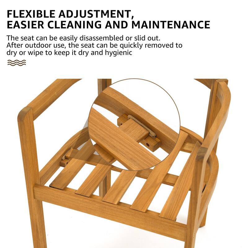 Outdoor 2-piece Wood Chairs With Large U-shaped Backrests