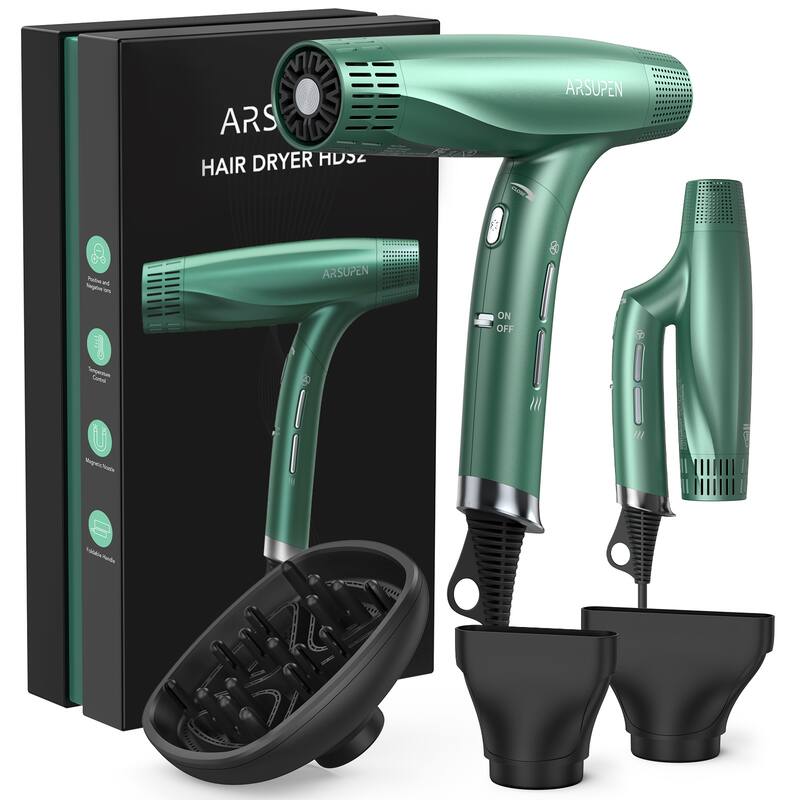 Professional Low Noise Hair Dryer, Fast Drying for Travel Salon and Home