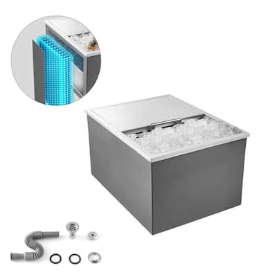 57.8 Qt Large Capacity Insulated Ice Bin with Sliding Lid for Drinks Seafood or Food Storage - 24.02x18.00x14.06 inch