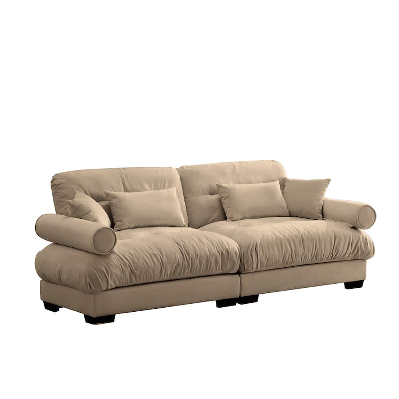 Modern 2-seater Loveseat Sofa with Bolstered Armrests & Pillows