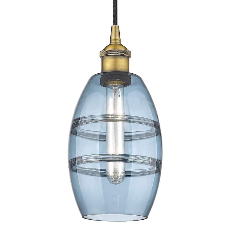 Innovations Lighting 616-1P 8 6 Vaz Pendant Vaz 6" Wide Cord-Hung Mini - Brushed Brass / Princess Blue