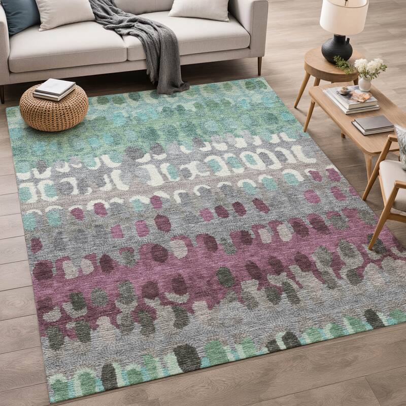 Machine Washable Indoor/ Outdoor Modern Trezze Chantille Rug