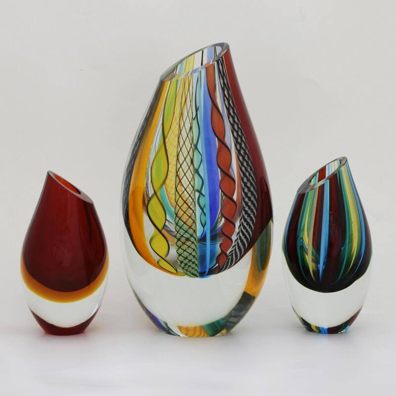 Novica Handmade Carnival Stripes Art Glass Vase (6 Inch)