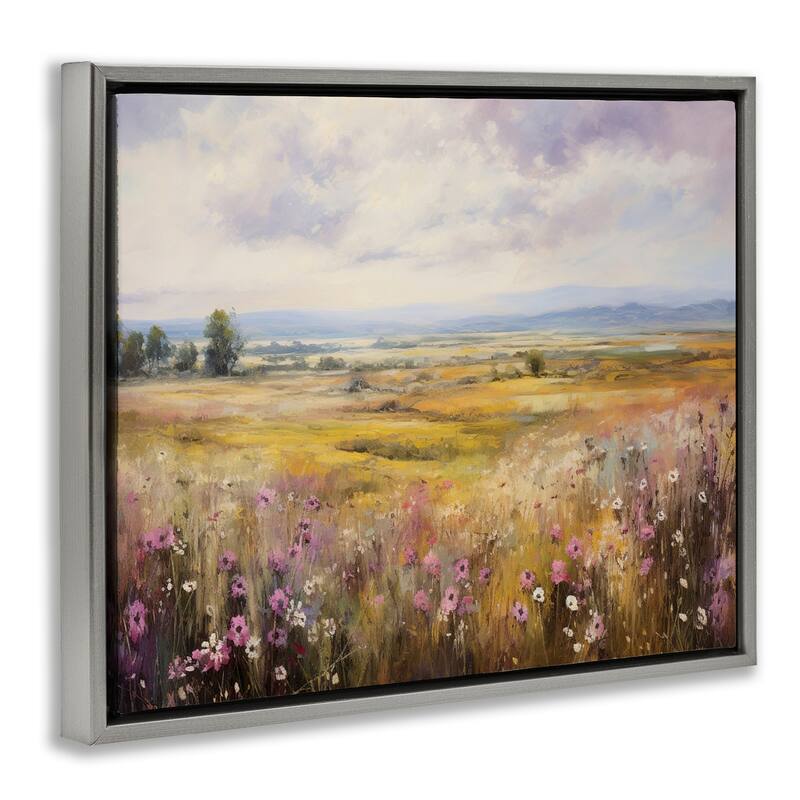 Stupell Vast Meadow with Subtle Flowers Framed Floater Canvas Wall Art Design By Franklyn Gregory