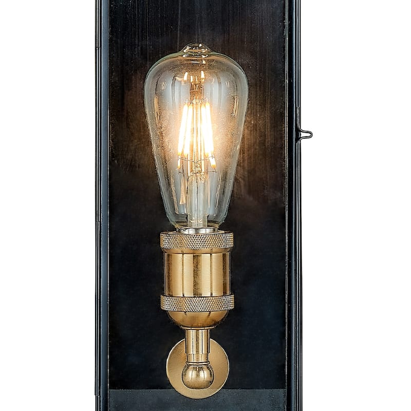 Black 14.25 inch black and gold iron finish wall sconce