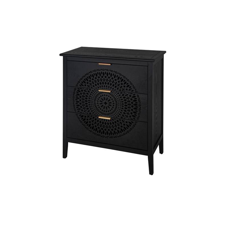 3-Drawer Storage Cabinet with Pine Legs & Metal Handles for Entryway or Bedroom Organization