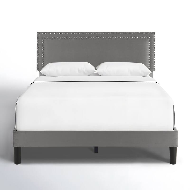 VECELO Upholstered Bed Frames with Height Adjustable Headboard