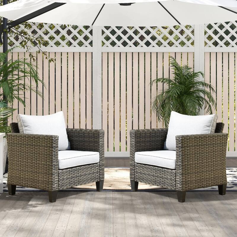 XIZZI 2-piece Patio Rattan Wicker Chair Set with Cushions - Grey