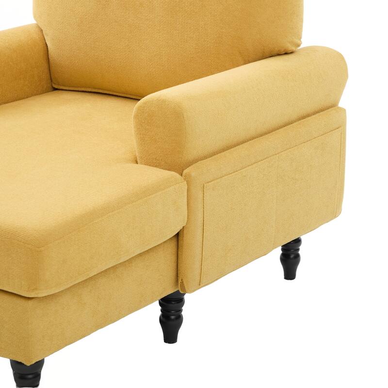 Modern Minimalist Chenille Fabric Chaise Lounge Recliner Single Sofa Living Room Bedroom