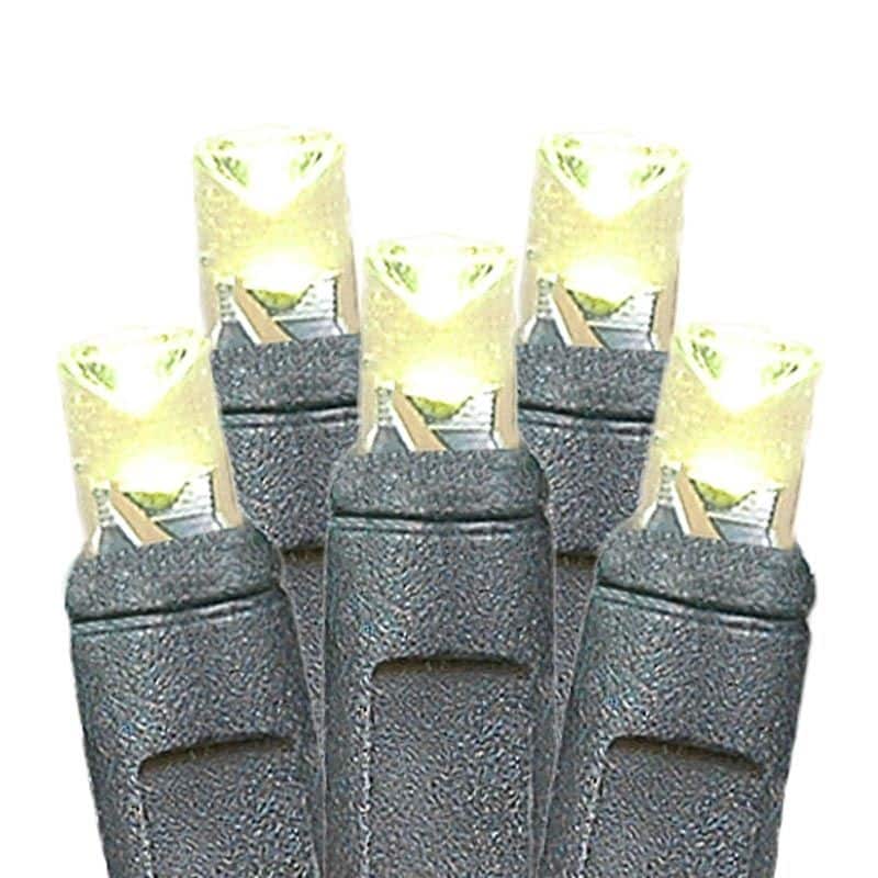 100 Light LED Christmas Mini Light Set, Patio Light, Warm White, Black Wire, 50’