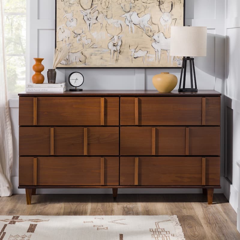 Middlebrook Mid-Century Modern Detailed Solid Wood Dresser - Walnut