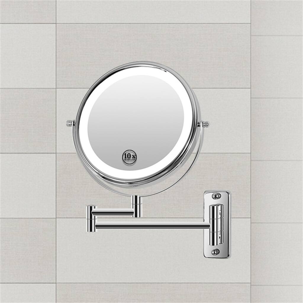 Wall Mounted Makeup Mirror Lighted 10X Magnifying 8" 3 Color Mode