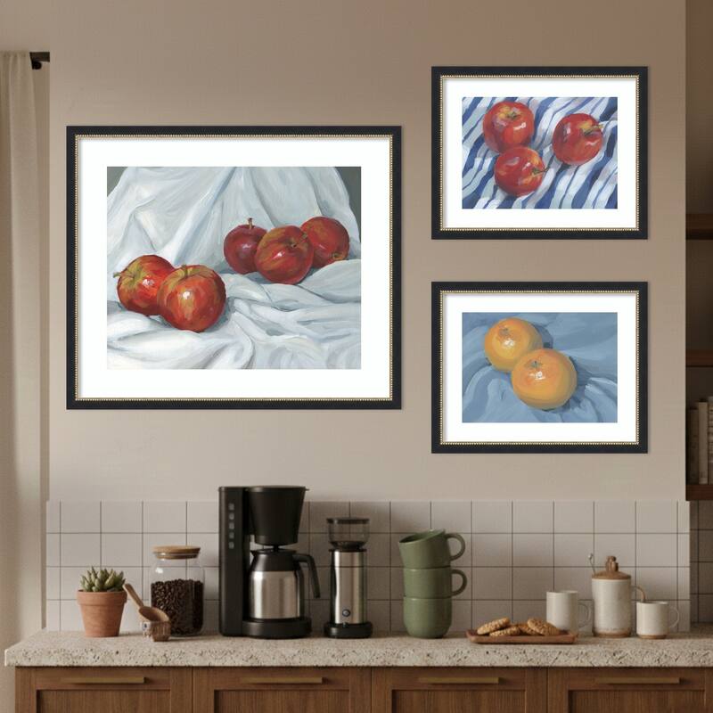 Apples and Oranges on Blue 3 Piece by Carrie Arnold Framed Wall Art Prints