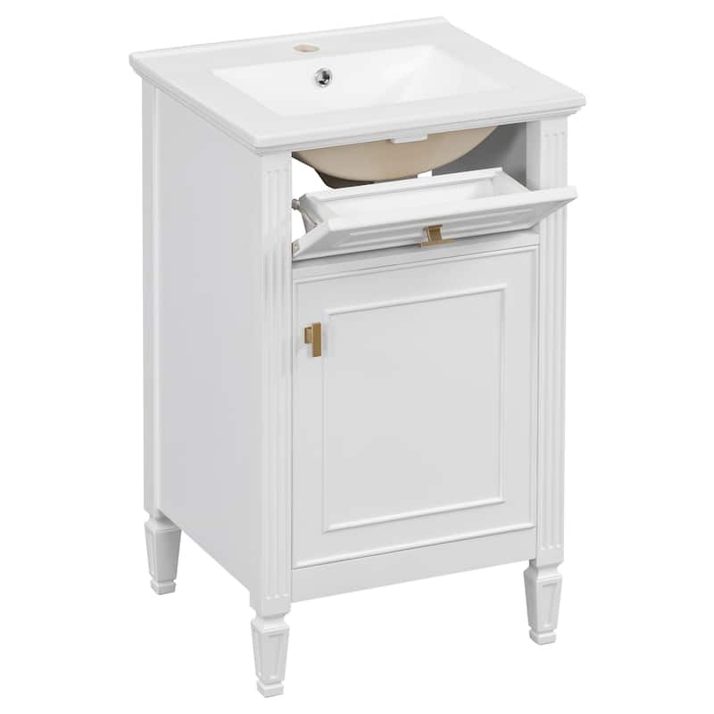 20 Inch Freestanding Cabinet Bathroom Vanity with Sink,Tilt-Out Drawer