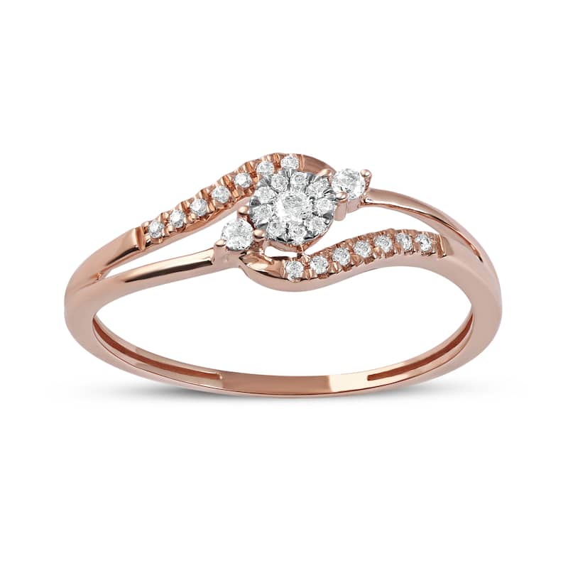 1/8ct TDW Bypass Cluster Diamond Ring in 10K Rose Gold for Women - Rose gold
