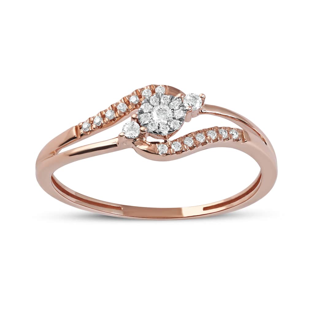 1/8ct TDW Bypass Cluster Diamond Ring in 10K Rose Gold for Women - Rose gold