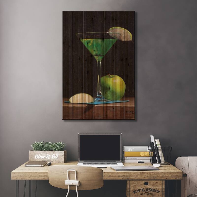 Sour Apple Martini Print On Wood by Todd M. Casey - Multi-Color