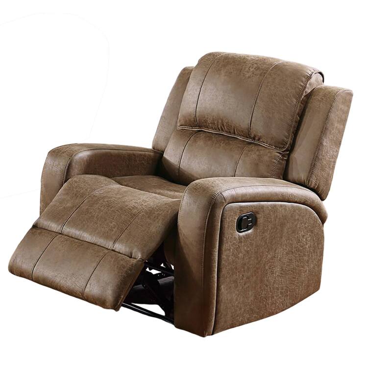 Charles Manual Recliner Chair, Chestnut Brown Faux Leather, Solid Wood