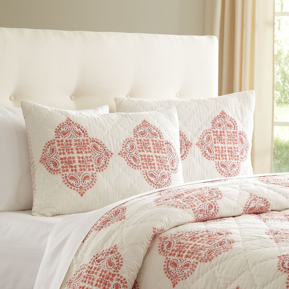 Gabriella Peach Cotton Quilt Set