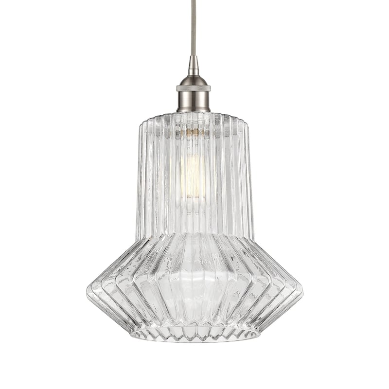 Innovations Lighting 616-1P-16-12 Springwater Pendant Springwater 12" - Brushed Satin Nickel / Clear Spiral Fluted
