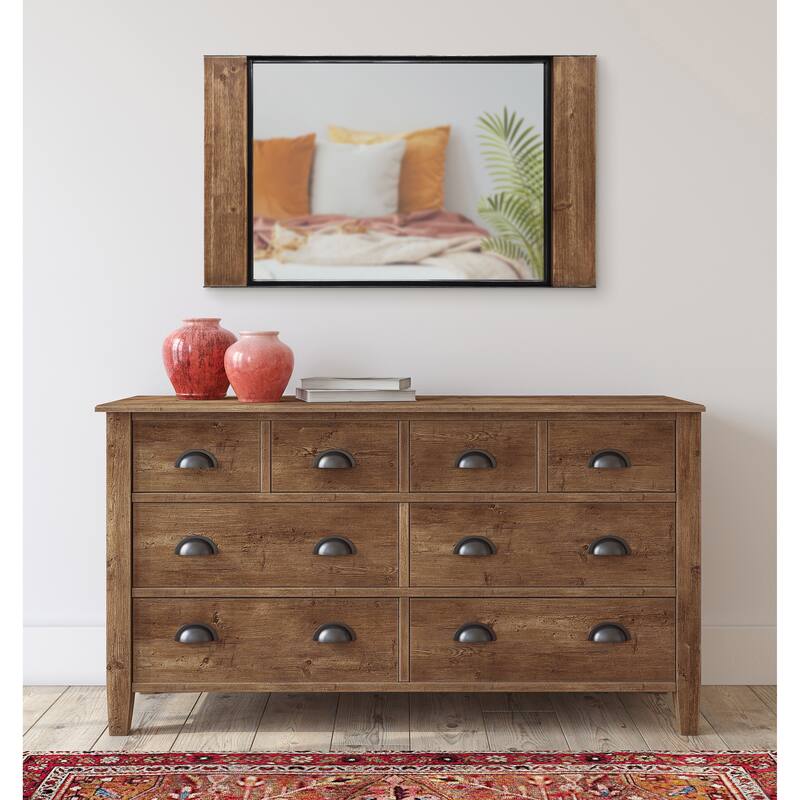 Kate and Laurel Kincaid Wood and Metal Framed Wall Mirror - Rustic Brown/Black - 20x36