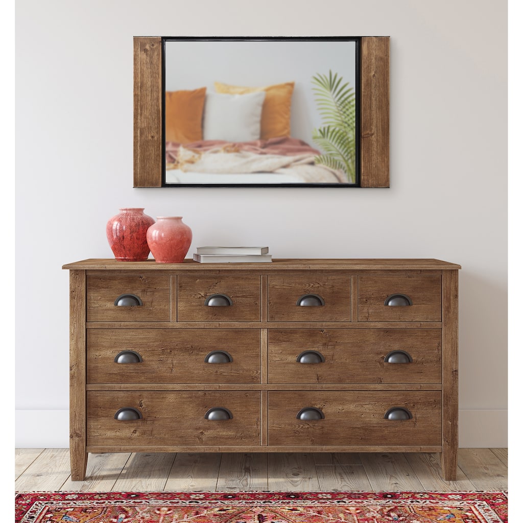 Kate and Laurel Kincaid Wood and Metal Framed Wall Mirror - Rustic Brown/Black - 20x36